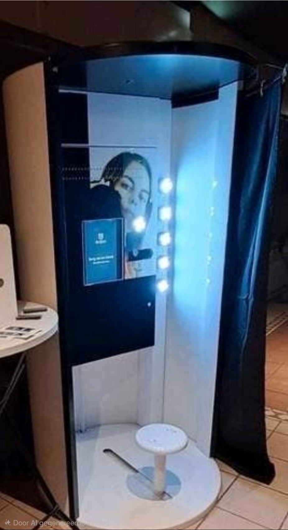 Mirror photobooth met spiegel, hollywood-lampen en gordijn